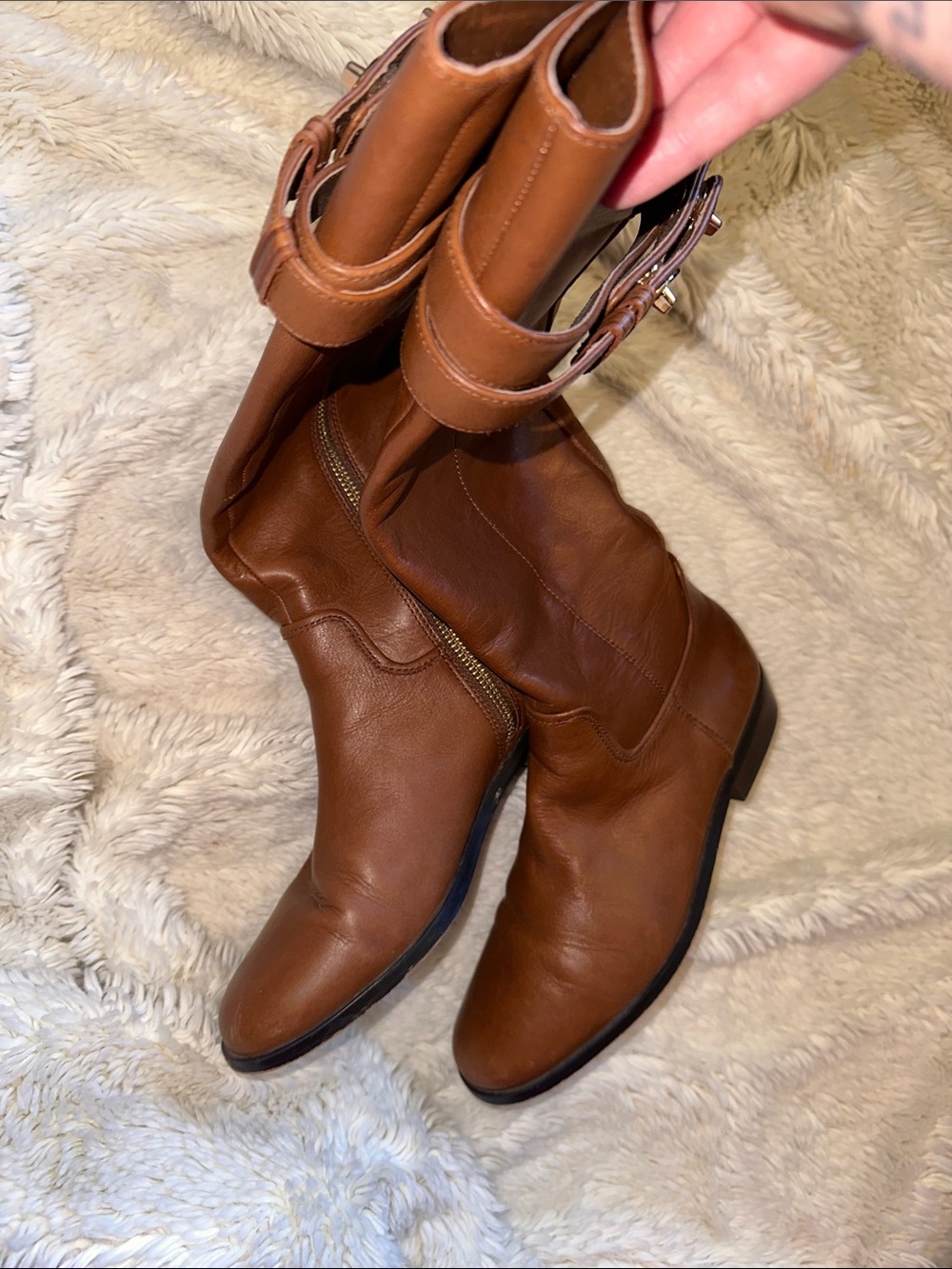 Coach Brown Leather Knee-High Riding Boots - Picture 4 of 8